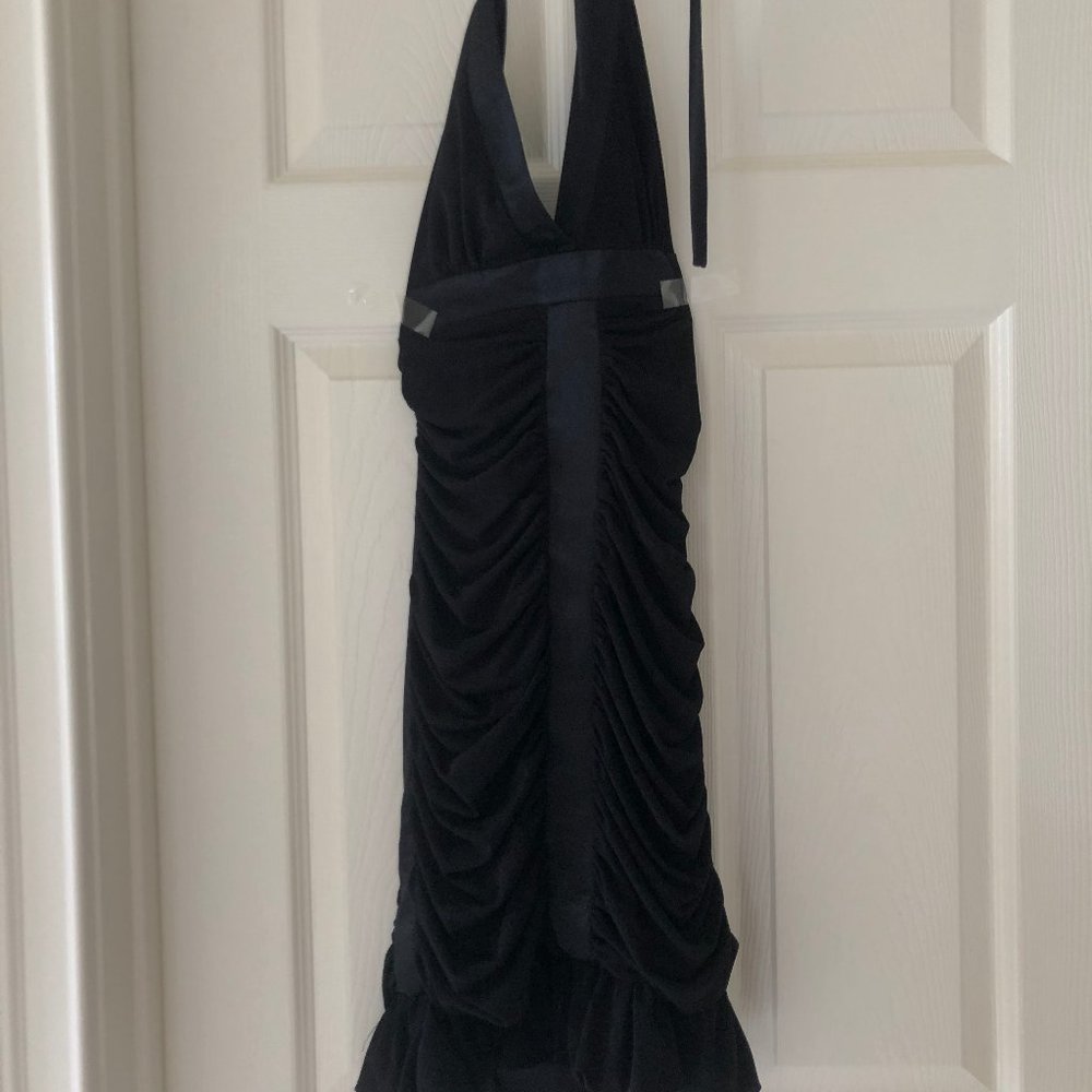 Black Halter Dress Rouging XS/S Zipper Back